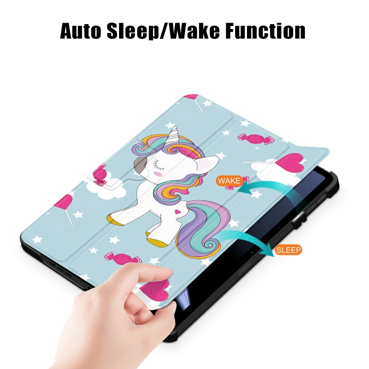 3-folding Magnetic Buckle Coloured Drawing Leather Tablet Case, For OPPO Pad 11 inch, For Realme Pad Mini 8.7