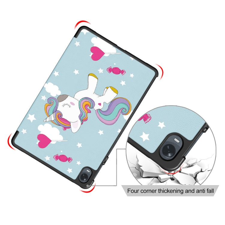 3-folding Magnetic Buckle Coloured Drawing Leather Tablet Case, For OPPO Pad 11 inch, For Realme Pad Mini 8.7