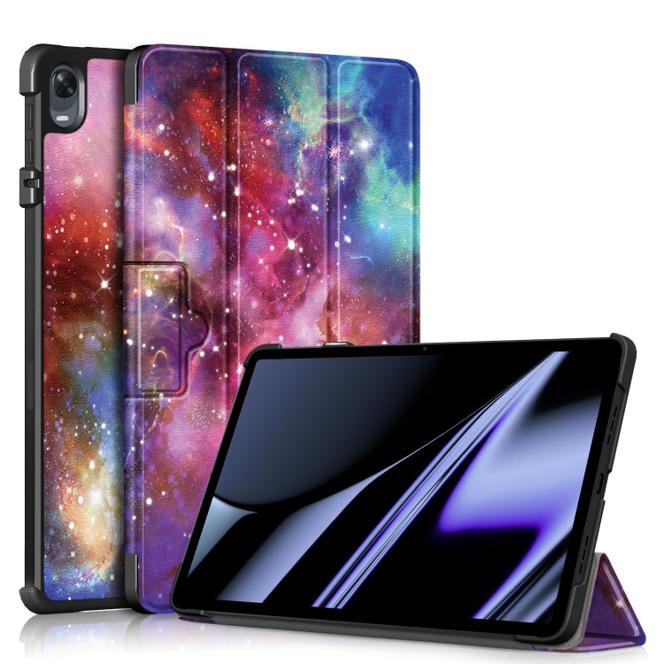 3-folding Magnetic Buckle Coloured Drawing Leather Tablet Case, For OPPO Pad 11 inch, For Realme Pad Mini 8.7