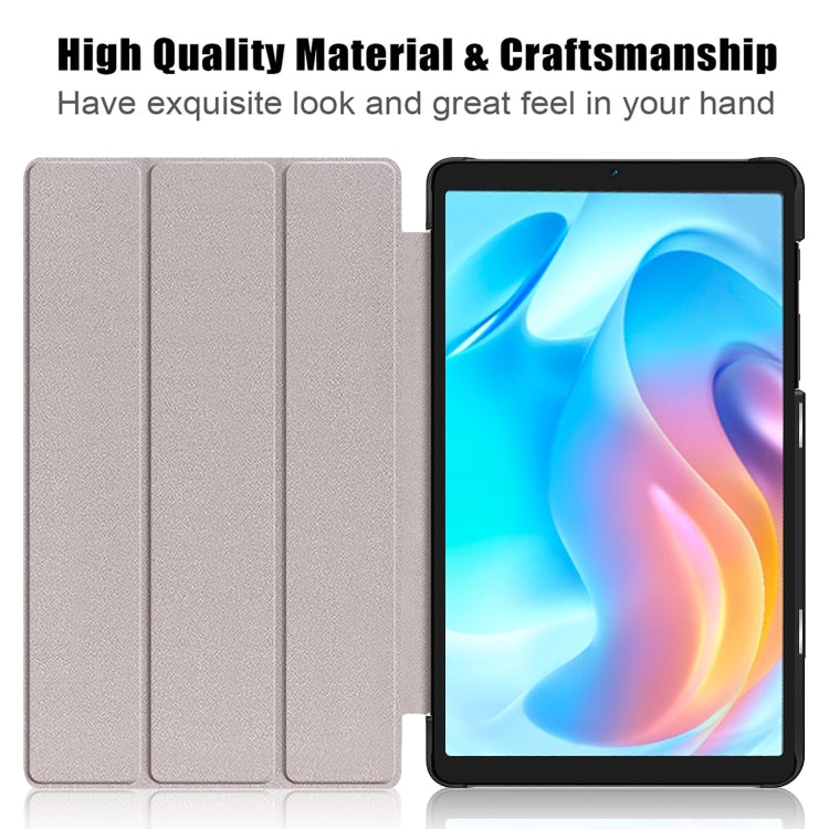 3-folding Magnetic Buckle Custer Texture Leather Tablet Case, For Realme Pad Mini 8.7