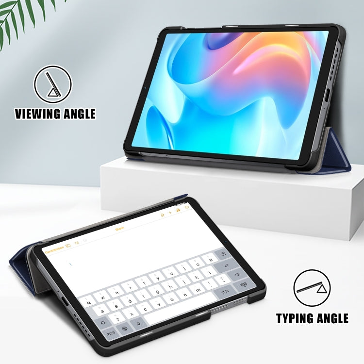 3-folding Magnetic Buckle Custer Texture Leather Tablet Case, For Realme Pad Mini 8.7