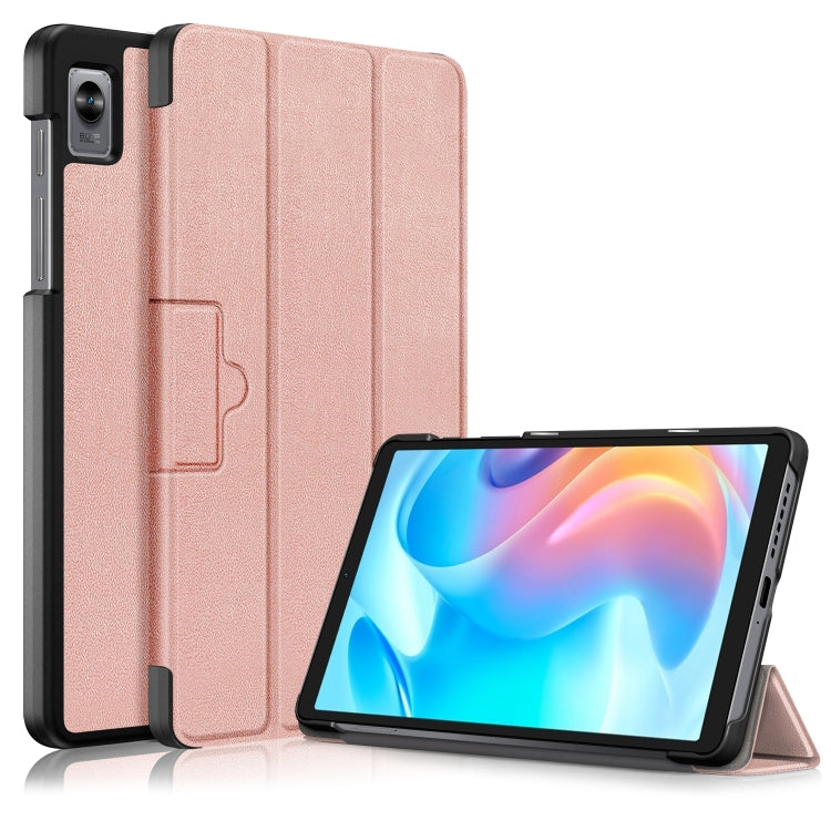 3-folding Magnetic Buckle Custer Texture Leather Tablet Case, For OPPO Pad 11 inch, For Realme Pad Mini 8.7