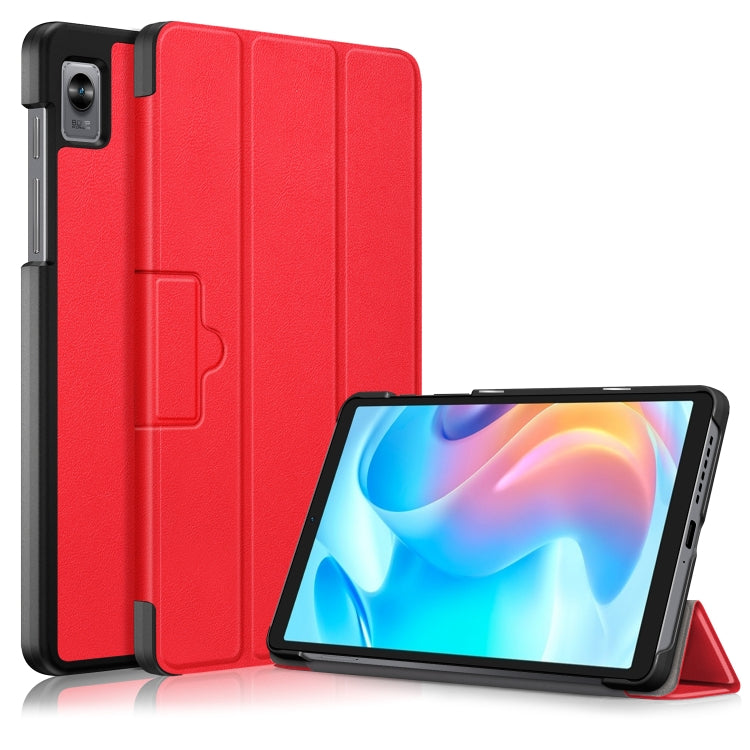 3-folding Magnetic Buckle Custer Texture Leather Tablet Case, For OPPO Pad 11 inch, For Realme Pad Mini 8.7