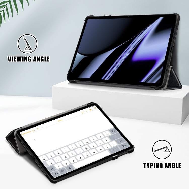 3-folding Magnetic Buckle Custer Texture Leather Tablet Case, For OPPO Pad 11 inch, For Realme Pad Mini 8.7