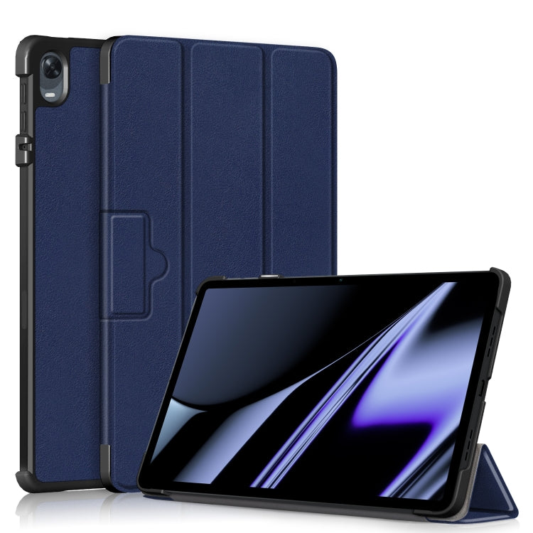 3-folding Magnetic Buckle Custer Texture Leather Tablet Case, For OPPO Pad 11 inch, For Realme Pad Mini 8.7