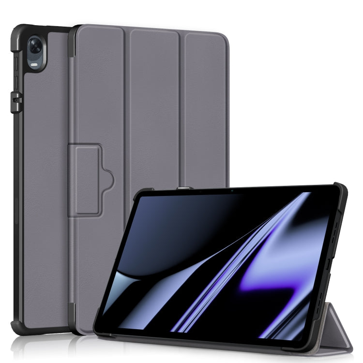 3-folding Magnetic Buckle Custer Texture Leather Tablet Case, For OPPO Pad 11 inch, For Realme Pad Mini 8.7