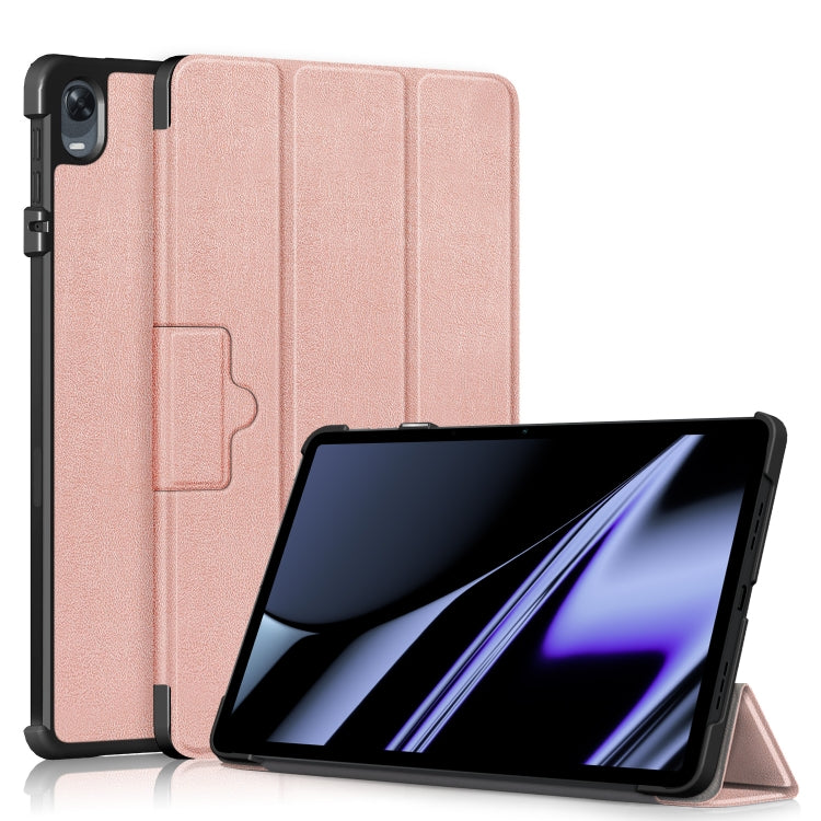 3-folding Magnetic Buckle Custer Texture Leather Tablet Case, For OPPO Pad 11 inch, For Realme Pad Mini 8.7