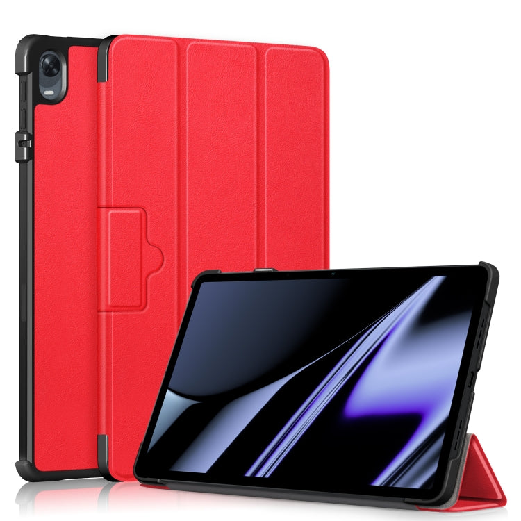 3-folding Magnetic Buckle Custer Texture Leather Tablet Case, For OPPO Pad 11 inch, For Realme Pad Mini 8.7