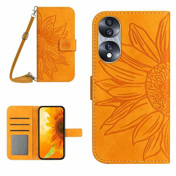 Skin Feel Sun Flower Pattern Flip Leather Phone Case, For Honor 9X Lite, For Honor 50 Lite, For Honor 70, For Honor 70 Pro+