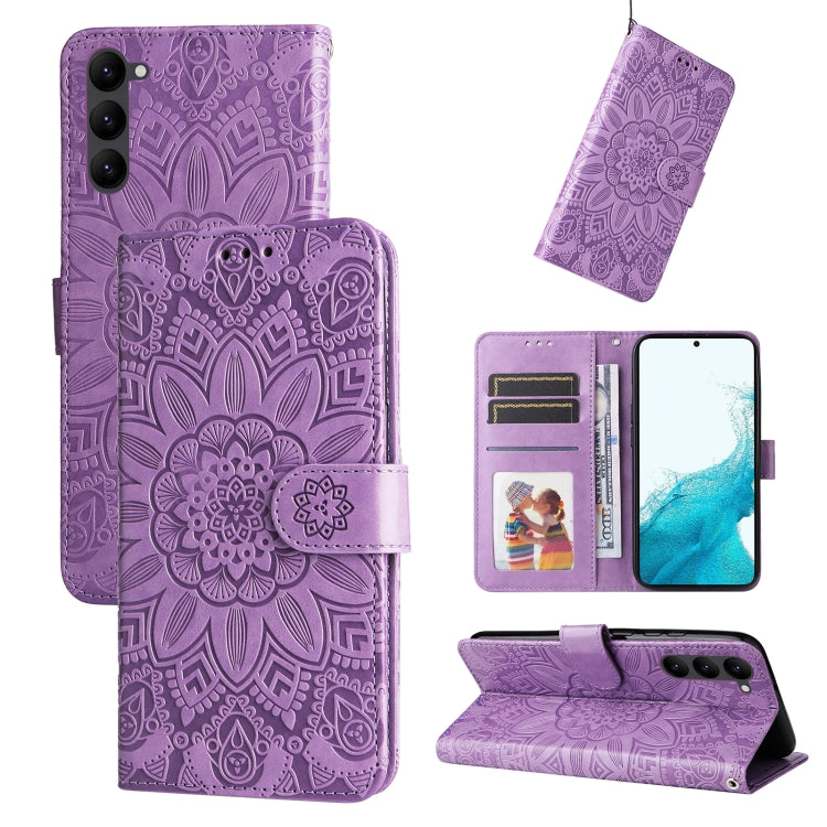 Embossed Sunflower Leather Phone Case, For Samsung Galaxy S23 5G, For Samsung Galaxy S23+ 5G, For Samsung Galaxy S23 Ultra 5G