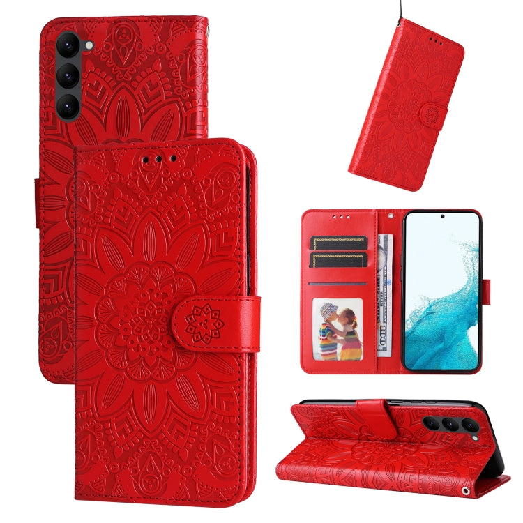 Embossed Sunflower Leather Phone Case, For Samsung Galaxy S23 5G, For Samsung Galaxy S23+ 5G, For Samsung Galaxy S23 Ultra 5G