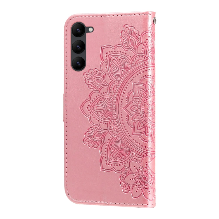 7-petal Flowers Embossing Leather Phone Case, For Samsung Galaxy S23 5G, For Samsung Galaxy S23+ 5G, For Samsung Galaxy S23 Ultra 5G