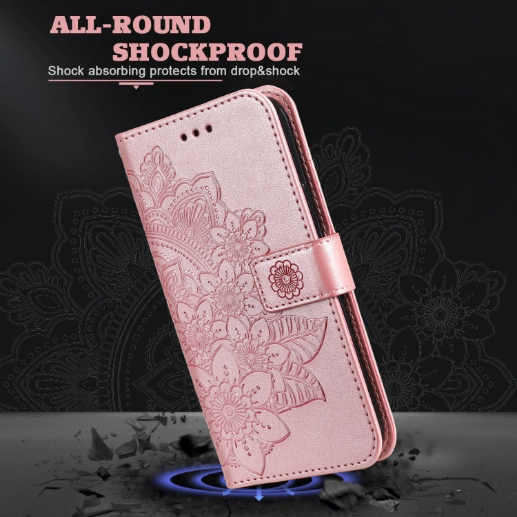 7-petal Flowers Embossing Leather Phone Case, For Samsung Galaxy S23 5G, For Samsung Galaxy S23+ 5G, For Samsung Galaxy S23 Ultra 5G