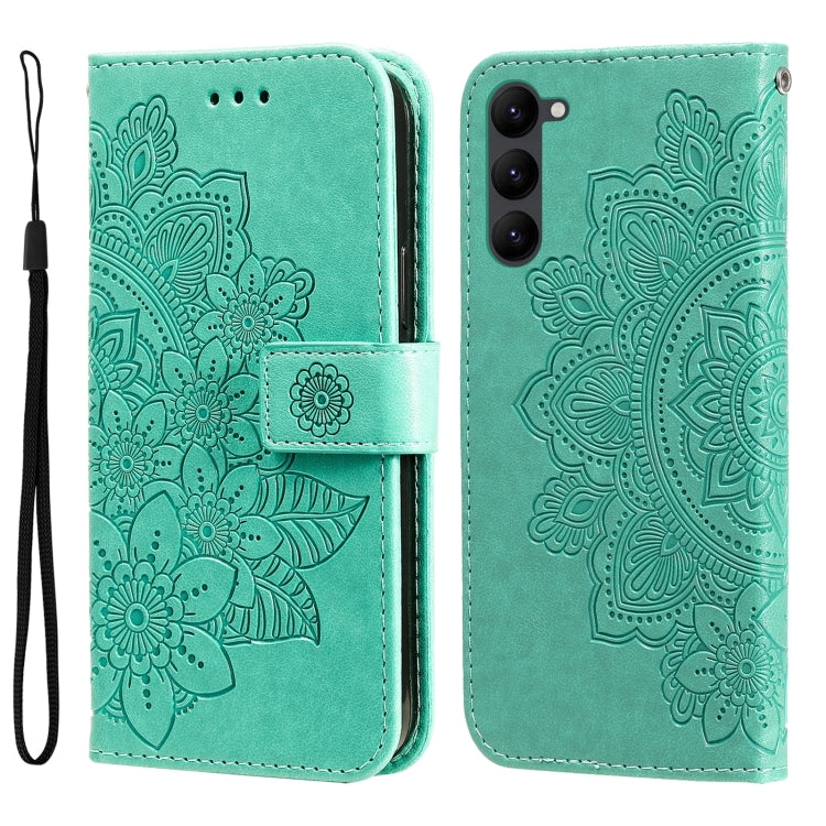 7-petal Flowers Embossing Leather Phone Case, For Samsung Galaxy S23 5G, For Samsung Galaxy S23+ 5G, For Samsung Galaxy S23 Ultra 5G