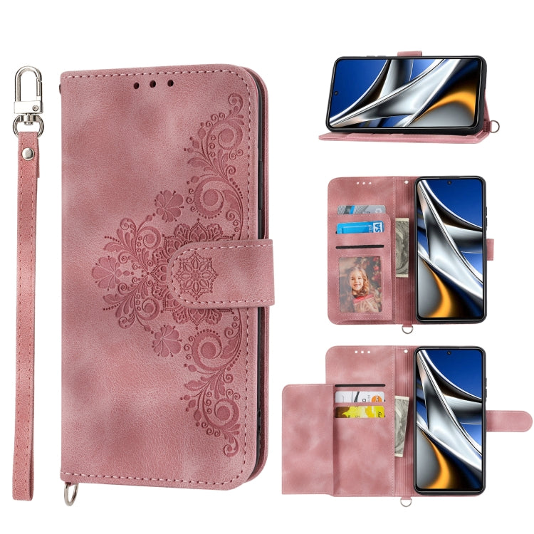 Skin-feel Flowers Embossed Wallet Leather Phone Case, For Xiaomi Poco X4 Pro 5G Global, For Xiaomi Redmi Note 10 4G/Note 10S 4G, For Xiaomi Redmi Note 10 Pro, For Xiaomi Redmi Note 11T Pro/Note 11T Pro+ 5G                                               ...