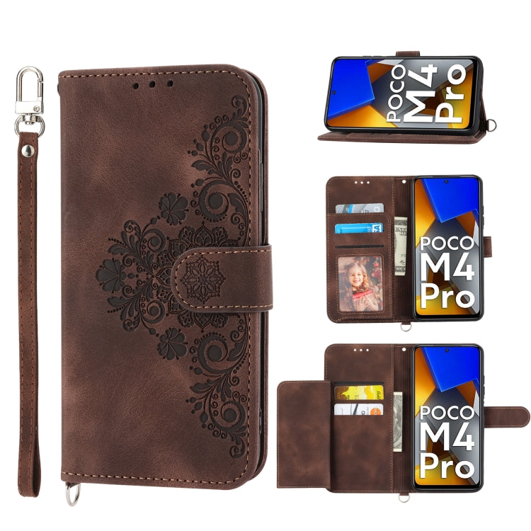 Skin-feel Flowers Embossed Wallet Leather Phone Case, For Xiaomi Poco X4 Pro 5G Global, For Xiaomi Redmi Note 10 4G/Note 10S 4G, For Xiaomi Redmi Note 10 Pro, For Xiaomi Redmi Note 11T Pro/Note 11T Pro+ 5G                                               ...