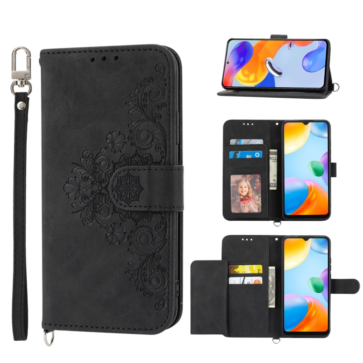 Skin-feel Flowers Embossed Wallet Leather Phone Case, For Xiaomi Poco X4 Pro 5G Global, For Xiaomi Redmi Note 10 4G/Note 10S 4G, For Xiaomi Redmi Note 10 Pro, For Xiaomi Redmi Note 11T Pro/Note 11T Pro+ 5G                                               ...