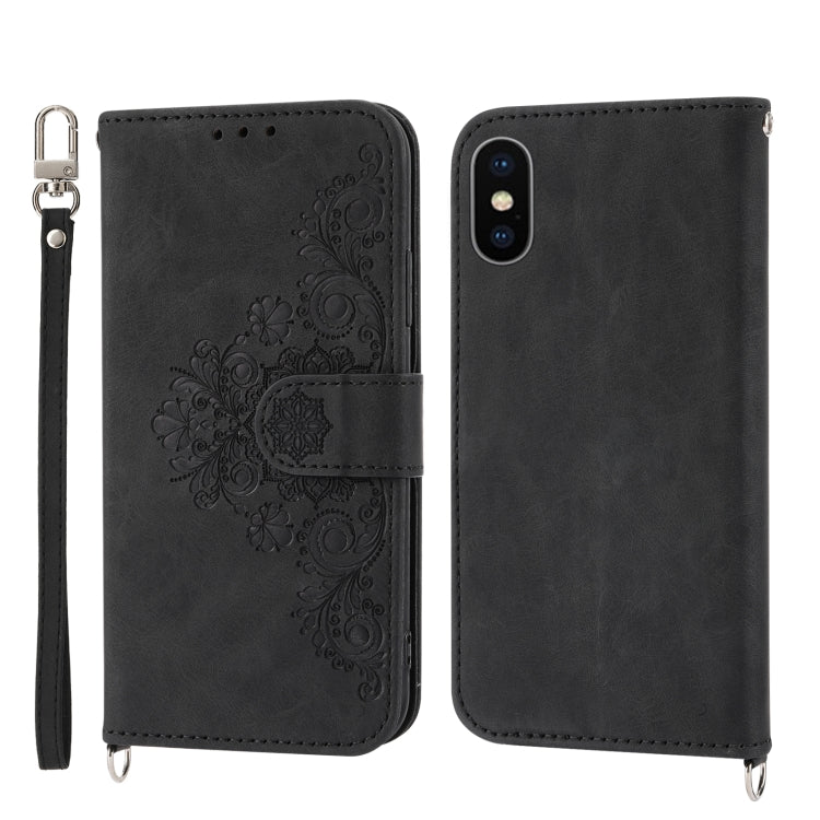 Skin-feel Flowers Embossed Wallet Leather Phone Case, For Samsung Galaxy A22 5G JP Version, For Samsung Galaxy A22 4G, For Samsung Galaxy A12 5G/M12, For Samsung Galaxy A14 5G, For Samsung Galaxy A22 5G/A22s/F42 5G