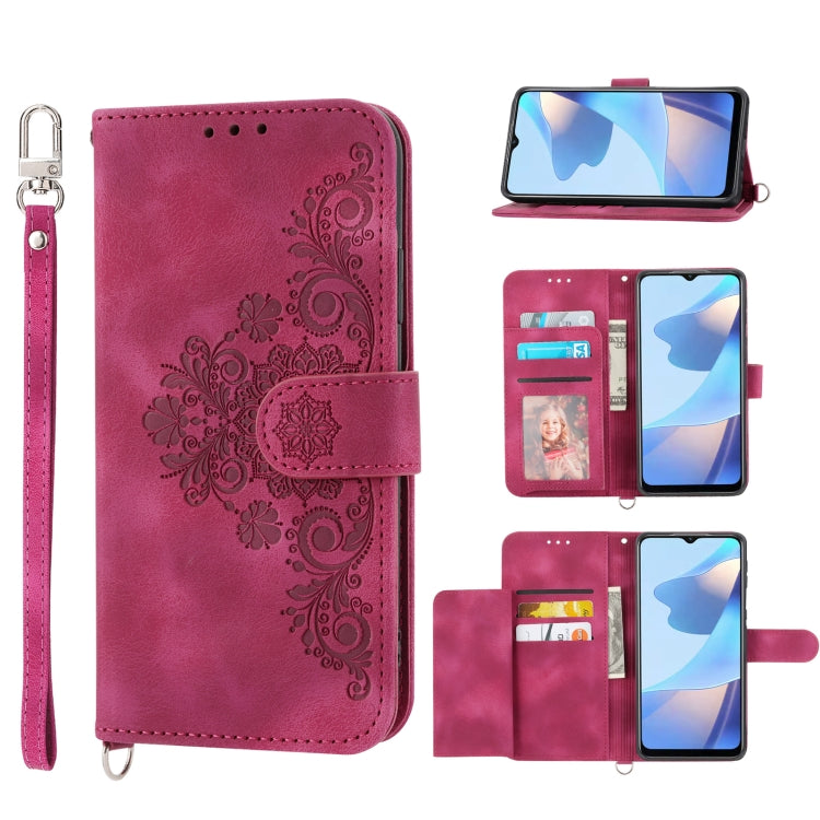 Skin-feel Flowers Embossed Wallet Leather Phone Case, For Samsung Galaxy A22 5G JP Version, For Samsung Galaxy A22 4G, For Samsung Galaxy A12 5G/M12, For Samsung Galaxy A14 5G, For Samsung Galaxy A22 5G/A22s/F42 5G