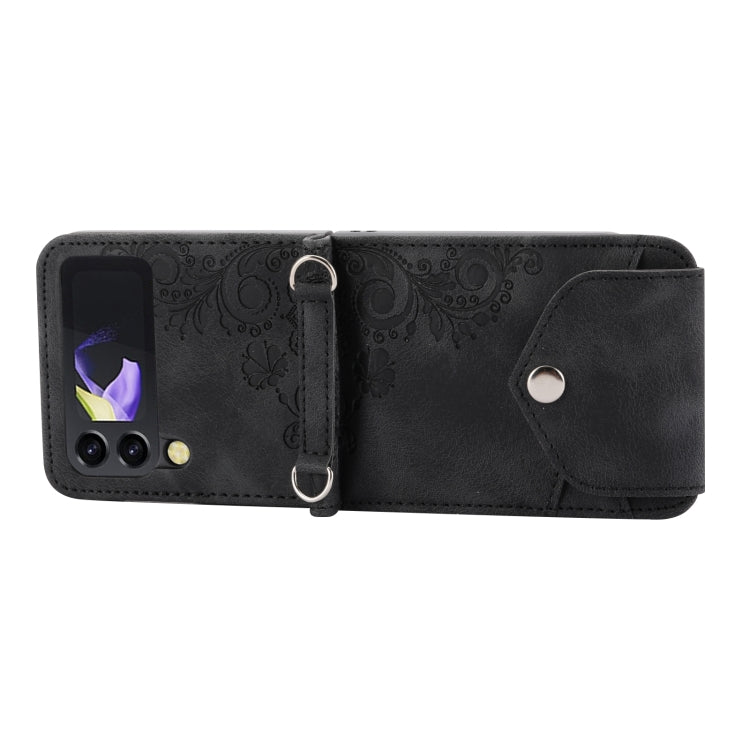 Skin-feel Flowers Embossed Wallet Leather Phone Case, For Samsung Galaxy Z Flip4, For Samsung Galaxy Z Flip3 5G, For Samsung Galaxy Z Fold3 5G, For Samsung Galaxy Z Fold4