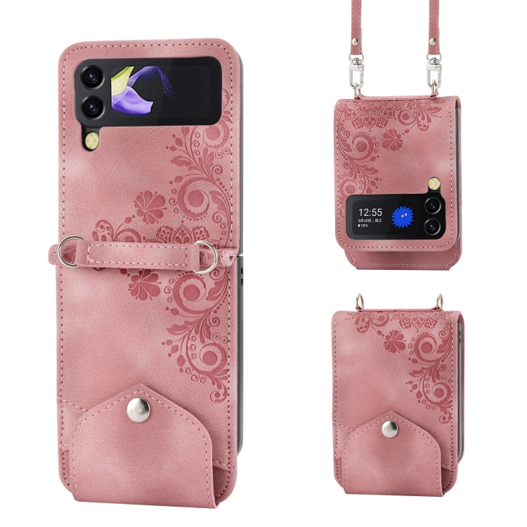 Skin-feel Flowers Embossed Wallet Leather Phone Case, For Samsung Galaxy Z Flip4, For Samsung Galaxy Z Flip3 5G, For Samsung Galaxy Z Fold3 5G, For Samsung Galaxy Z Fold4