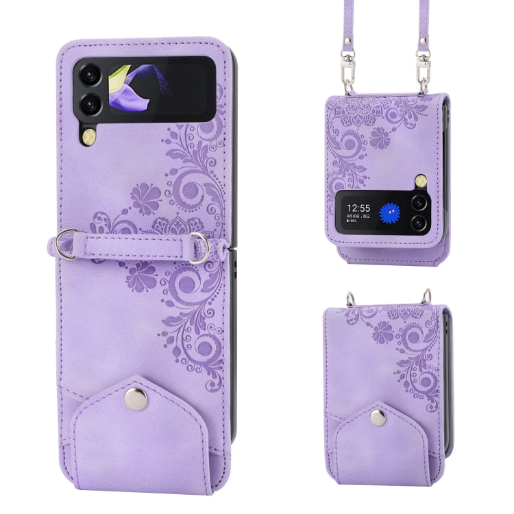 Skin-feel Flowers Embossed Wallet Leather Phone Case, For Samsung Galaxy Z Flip4, For Samsung Galaxy Z Flip3 5G, For Samsung Galaxy Z Fold3 5G, For Samsung Galaxy Z Fold4
