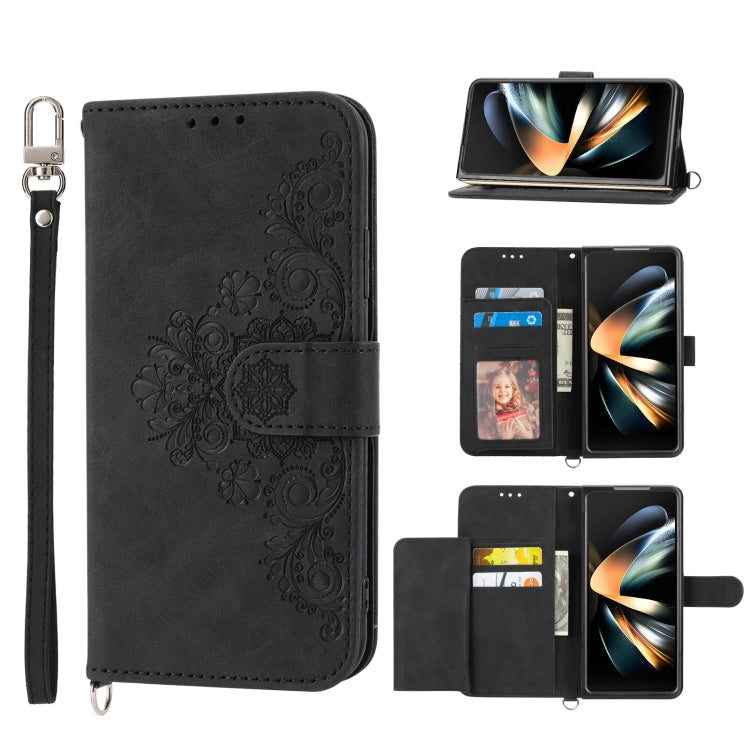 Skin-feel Flowers Embossed Wallet Leather Phone Case, For Samsung Galaxy Z Flip4, For Samsung Galaxy Z Flip3 5G, For Samsung Galaxy Z Fold3 5G, For Samsung Galaxy Z Fold4