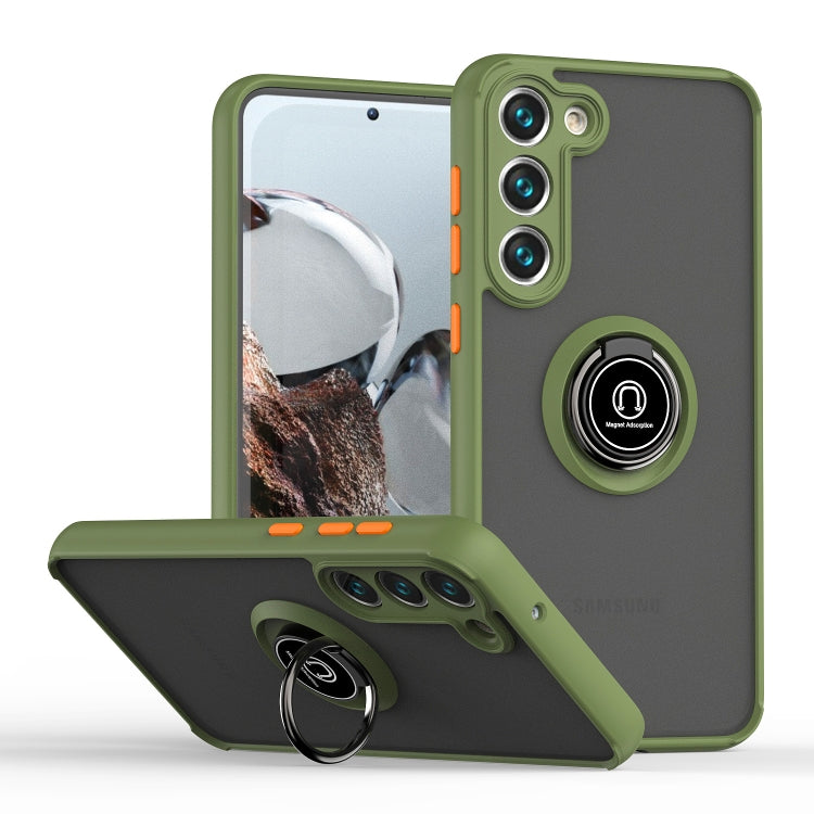 Q Shadow I Ring Kickstand PC and TPU Hybrid Phone Case, For Samsung Galaxy S23 5G, For Samsung Galaxy S23+ 5G