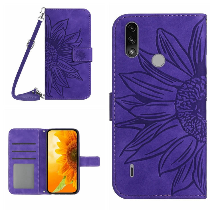 Skin Feel Sun Flower Pattern Flip Leather Phone Case with Lanyard, For Motorola Moto E7, For Motorola Moto E7 Plus/G9/G9 Play, For Motorola Moto E7 Power/E7i Power, For Motorola Moto E20/E30/E40
