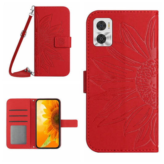 Skin Feel Sun Flower Pattern Flip Leather Phone Case with Lanyard, For Motorola Moto E22 4G/E22i 4G, For Motorola Moto E32/E32S, For Motorola Moto Edge 20, For Motorola Moto Edge 20 Lite