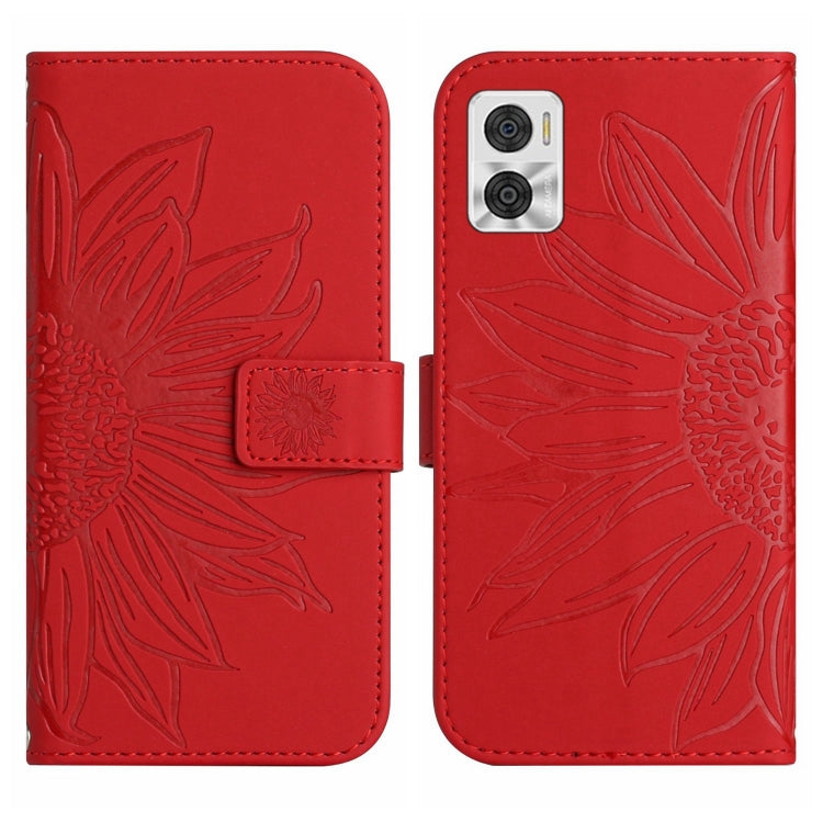 Skin Feel Sun Flower Pattern Flip Leather Phone Case with Lanyard, For Motorola Moto E22 4G/E22i 4G, For Motorola Moto E32/E32S, For Motorola Moto Edge 20, For Motorola Moto Edge 20 Lite