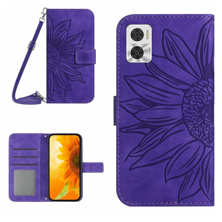 Skin Feel Sun Flower Pattern Flip Leather Phone Case with Lanyard, For Motorola Moto E22 4G/E22i 4G, For Motorola Moto E32/E32S, For Motorola Moto Edge 20, For Motorola Moto Edge 20 Lite