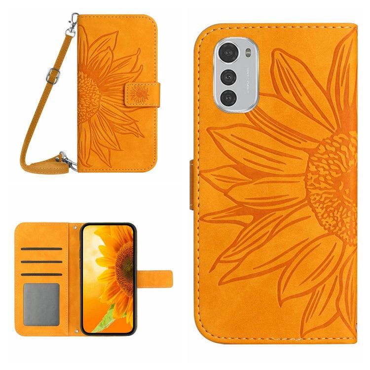 Skin Feel Sun Flower Pattern Flip Leather Phone Case with Lanyard, For Motorola Moto E22 4G/E22i 4G, For Motorola Moto E32/E32S, For Motorola Moto Edge 20, For Motorola Moto Edge 20 Lite