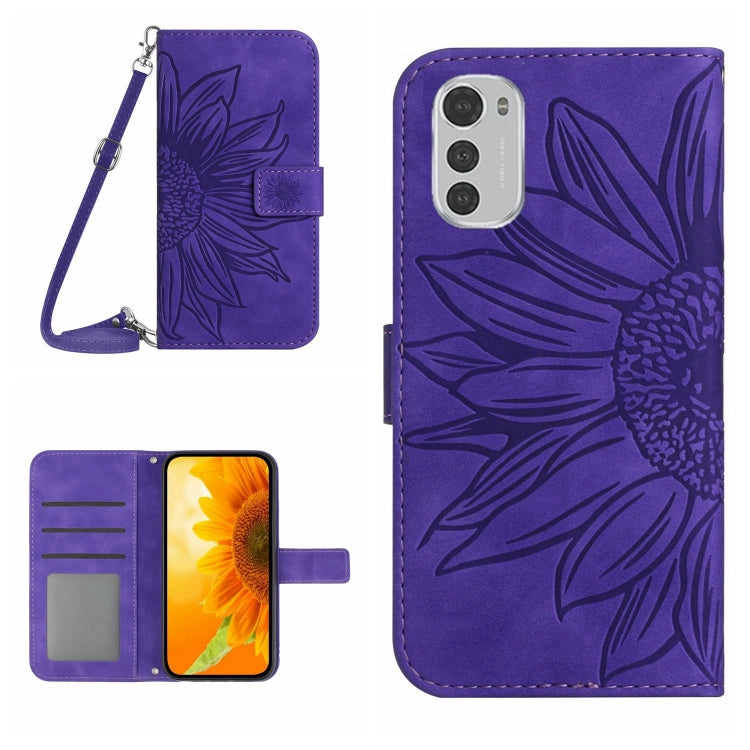 Skin Feel Sun Flower Pattern Flip Leather Phone Case with Lanyard, For Motorola Moto E22 4G/E22i 4G, For Motorola Moto E32/E32S, For Motorola Moto Edge 20, For Motorola Moto Edge 20 Lite