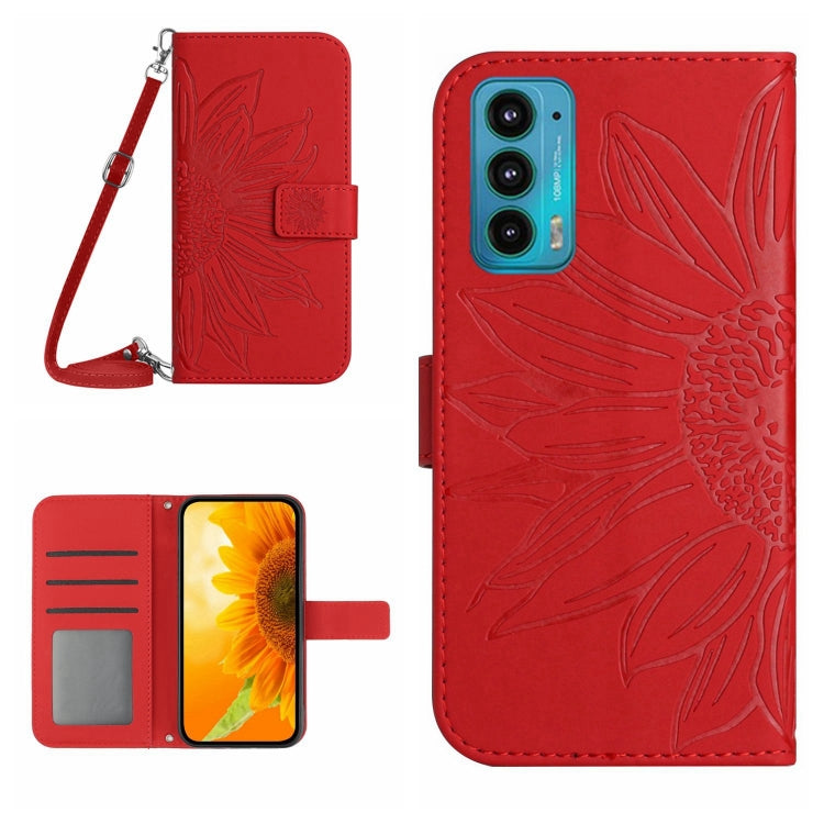Skin Feel Sun Flower Pattern Flip Leather Phone Case with Lanyard, For Motorola Moto E22 4G/E22i 4G, For Motorola Moto E32/E32S, For Motorola Moto Edge 20, For Motorola Moto Edge 20 Lite