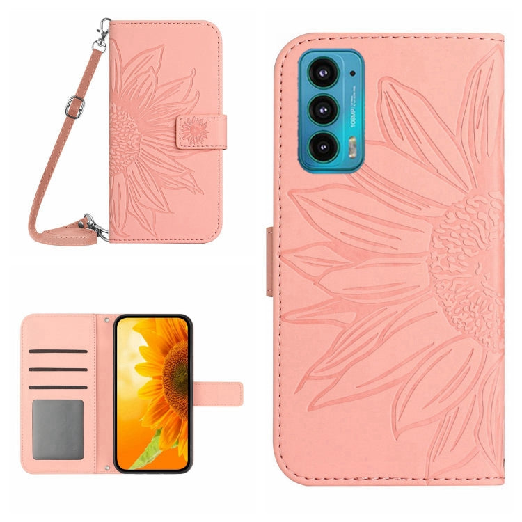 Skin Feel Sun Flower Pattern Flip Leather Phone Case with Lanyard, For Motorola Moto E22 4G/E22i 4G, For Motorola Moto E32/E32S, For Motorola Moto Edge 20, For Motorola Moto Edge 20 Lite