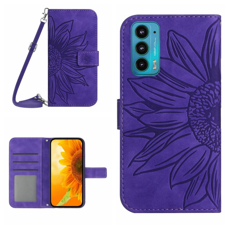 Skin Feel Sun Flower Pattern Flip Leather Phone Case with Lanyard, For Motorola Moto E22 4G/E22i 4G, For Motorola Moto E32/E32S, For Motorola Moto Edge 20, For Motorola Moto Edge 20 Lite