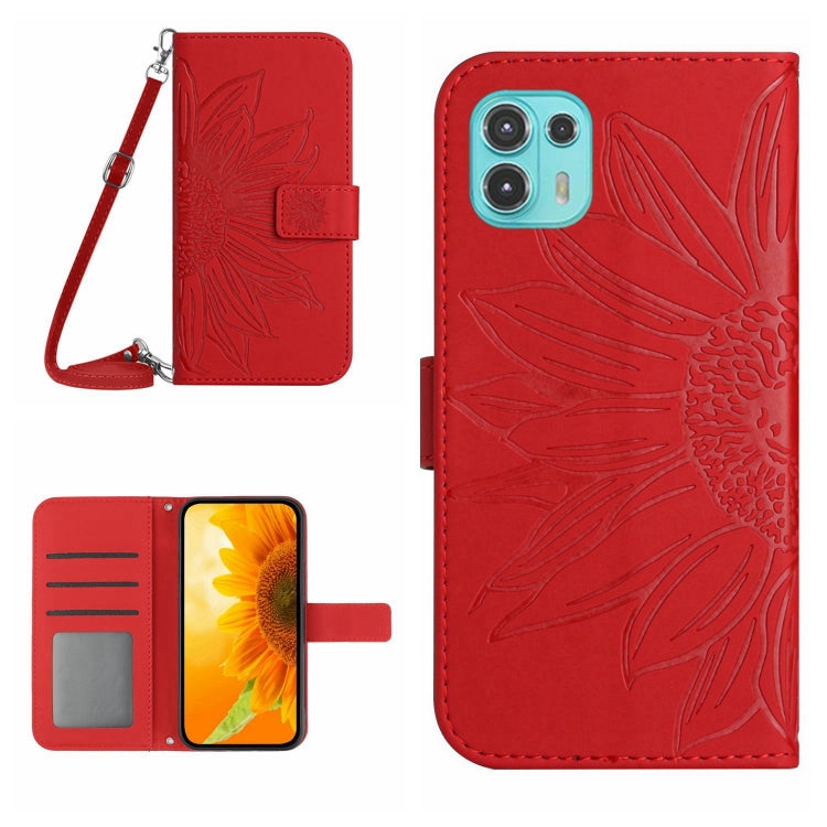 Skin Feel Sun Flower Pattern Flip Leather Phone Case with Lanyard, For Motorola Moto E22 4G/E22i 4G, For Motorola Moto E32/E32S, For Motorola Moto Edge 20, For Motorola Moto Edge 20 Lite