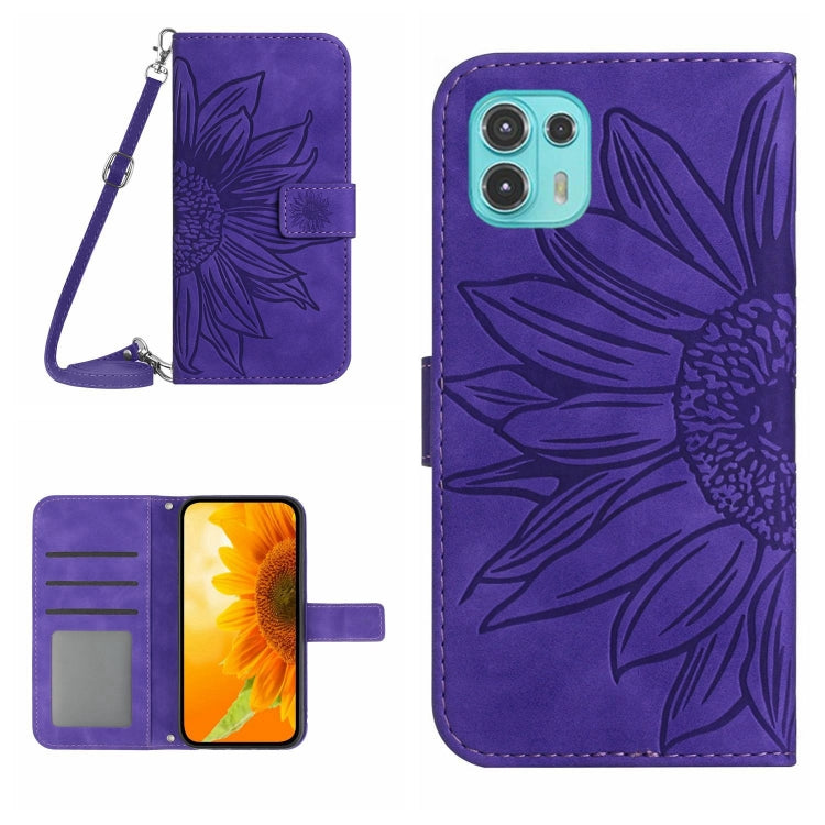 Skin Feel Sun Flower Pattern Flip Leather Phone Case with Lanyard, For Motorola Moto E22 4G/E22i 4G, For Motorola Moto E32/E32S, For Motorola Moto Edge 20, For Motorola Moto Edge 20 Lite