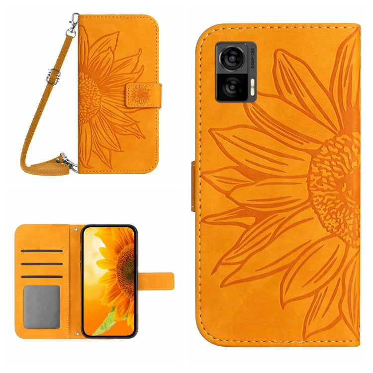 Skin Feel Sun Flower Pattern Flip Leather Phone Case with Lanyard, For Motorola Moto Edge 20 Pro, For Motorola Moto Edge 30 Fusion, For Motorola Moto Edge 30 Neo, For Motorola Moto Edge 30 Pro
