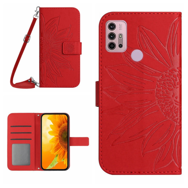 Skin Feel Sun Flower Pattern Flip Leather Phone Case with Lanyard, For Motorola Moto G10/G20/G30, For Motorola Moto G22, For Motorola Moto G31/G41, For Motorola Moto G32