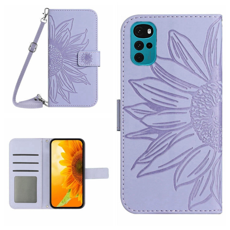 Skin Feel Sun Flower Pattern Flip Leather Phone Case with Lanyard, For Motorola Moto G10/G20/G30, For Motorola Moto G22, For Motorola Moto G31/G41, For Motorola Moto G32