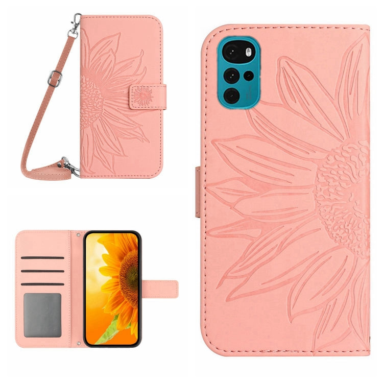 Skin Feel Sun Flower Pattern Flip Leather Phone Case with Lanyard, For Motorola Moto G10/G20/G30, For Motorola Moto G22, For Motorola Moto G31/G41, For Motorola Moto G32