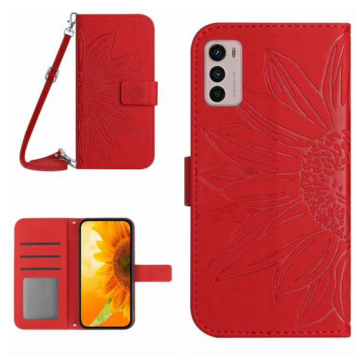 Skin Feel Sun Flower Pattern Flip Leather Phone Case with Lanyard, For Motorola Moto G42, For Motorola Moto G50, For Motorola Moto G51 5G, For Motorola Moto G52J