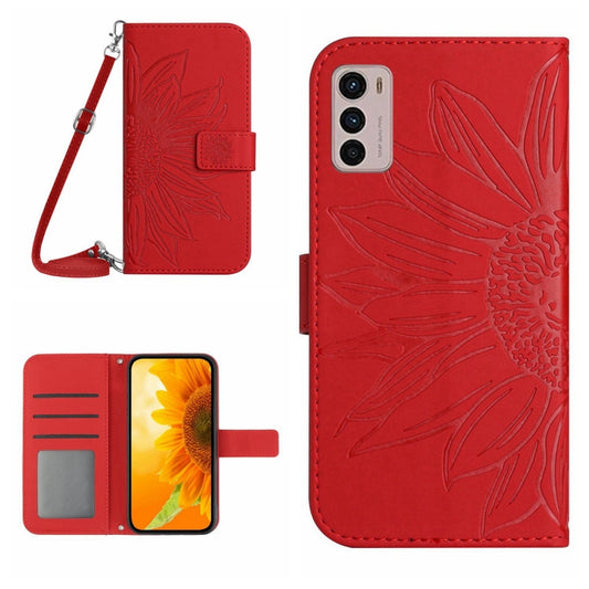 Skin Feel Sun Flower Pattern Flip Leather Phone Case with Lanyard, For Motorola Moto G42, For Motorola Moto G50, For Motorola Moto G51 5G, For Motorola Moto G52J