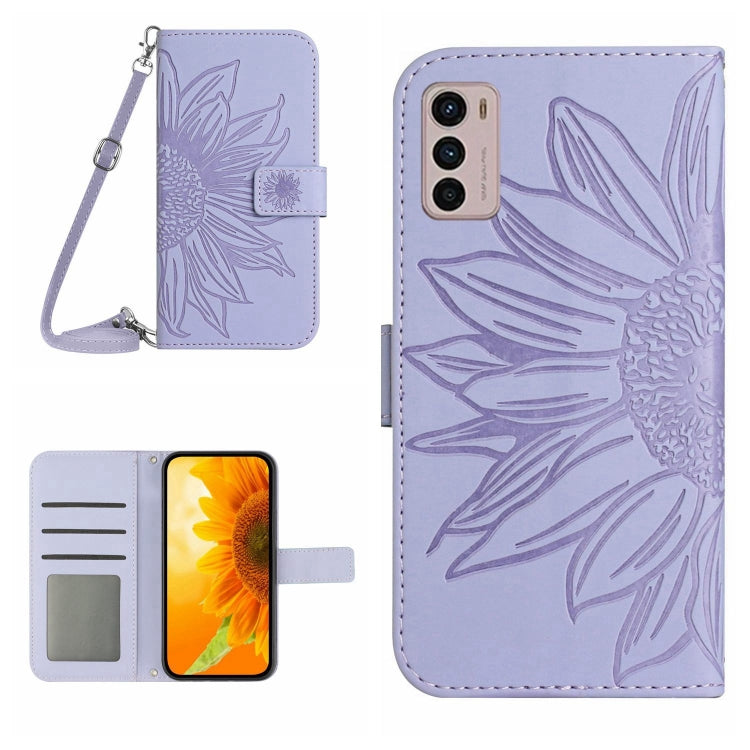 Skin Feel Sun Flower Pattern Flip Leather Phone Case with Lanyard, For Motorola Moto G42, For Motorola Moto G50, For Motorola Moto G51 5G, For Motorola Moto G52J