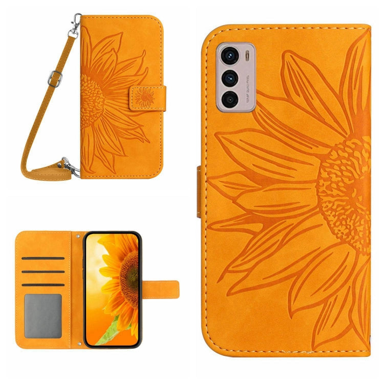 Skin Feel Sun Flower Pattern Flip Leather Phone Case with Lanyard, For Motorola Moto G42, For Motorola Moto G50, For Motorola Moto G51 5G, For Motorola Moto G52J