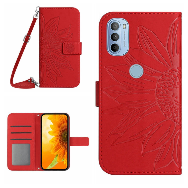 Skin Feel Sun Flower Pattern Flip Leather Phone Case with Lanyard, For Motorola Moto G42, For Motorola Moto G50, For Motorola Moto G51 5G, For Motorola Moto G52J
