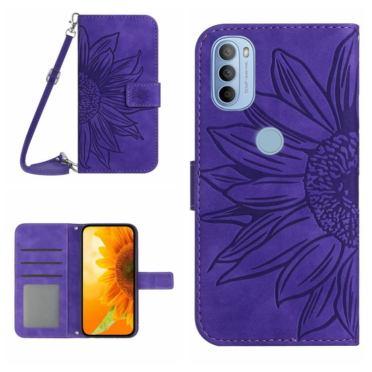 Skin Feel Sun Flower Pattern Flip Leather Phone Case with Lanyard, For Motorola Moto G42, For Motorola Moto G50, For Motorola Moto G51 5G, For Motorola Moto G52J