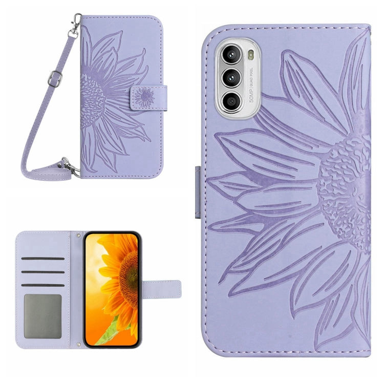 Skin Feel Sun Flower Pattern Flip Leather Phone Case with Lanyard, For Motorola Moto G42, For Motorola Moto G50, For Motorola Moto G51 5G, For Motorola Moto G52J